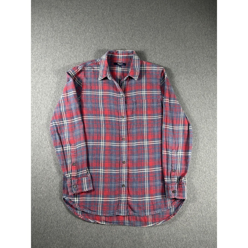Madewell Flannel Ex-Boyfriend Shirt in Red and‎ Blue Plaid S